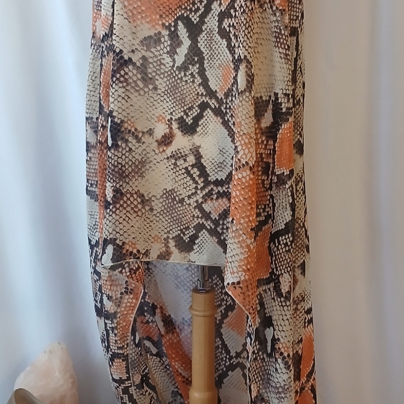 SHEIN Duster Hi Low Outter Wear Styled Look Snakeskin Orange Blk Sz L - Picture 4 of 13